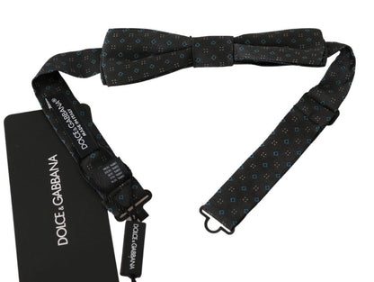 Dolce &amp; Gabbana Grijze Gestreepte Heren Stropdas Papillon 100% Zijden Strik
