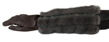 Gants mi-longs en cuir et fourrure marron Dolce &amp; Gabbana