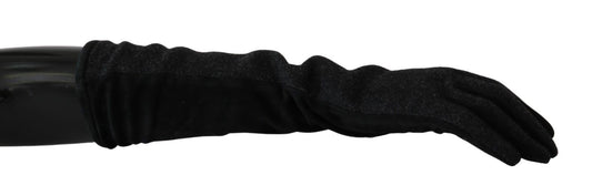 Dolce &amp; Gabbana Zwart Grijs Middellange Wanten Wollen Handschoenen
