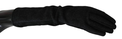 Dolce &amp; Gabbana Zwart Grijs Middellange Wanten Wollen Handschoenen