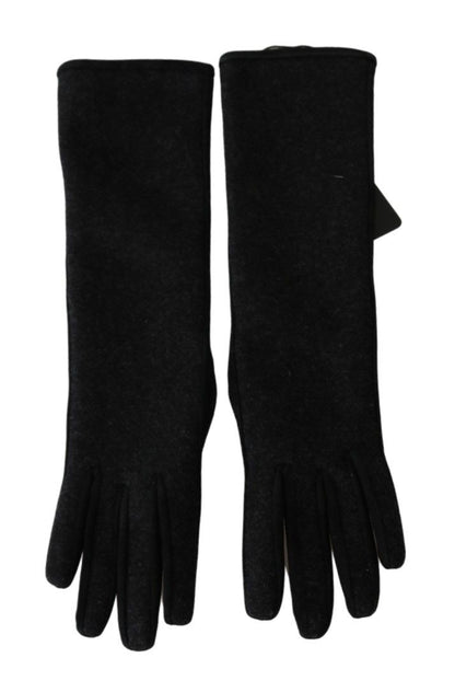 Dolce &amp; Gabbana Zwart Grijs Middellange Wanten Wollen Handschoenen