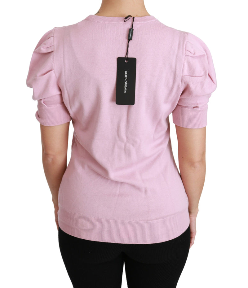 Blouse en laine brodée de fleurs roses Dolce &amp; Gabbana