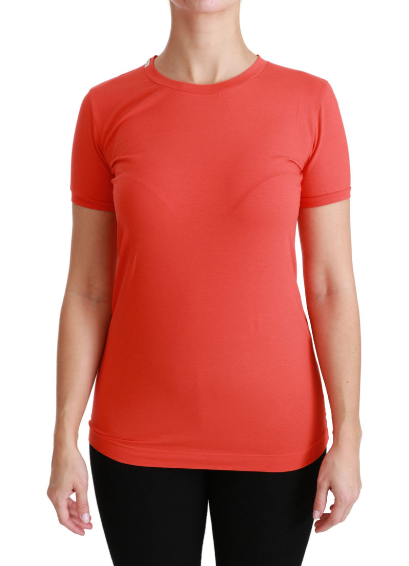 T-shirt à manches courtes à col rond rouge en coton Dolce &amp; Gabbana