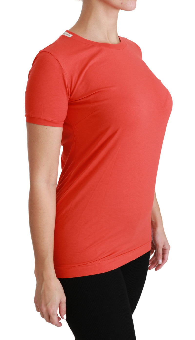 T-shirt à manches courtes à col rond rouge en coton Dolce &amp; Gabbana