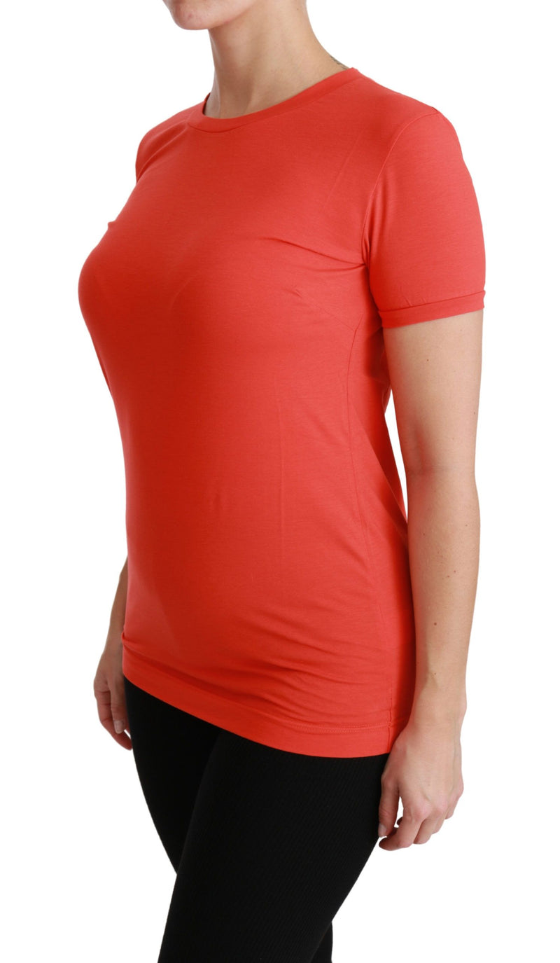 T-shirt à manches courtes à col rond rouge en coton Dolce &amp; Gabbana