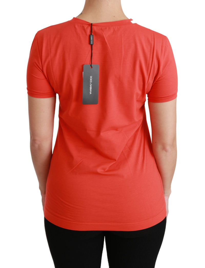 T-shirt à manches courtes à col rond rouge en coton Dolce &amp; Gabbana