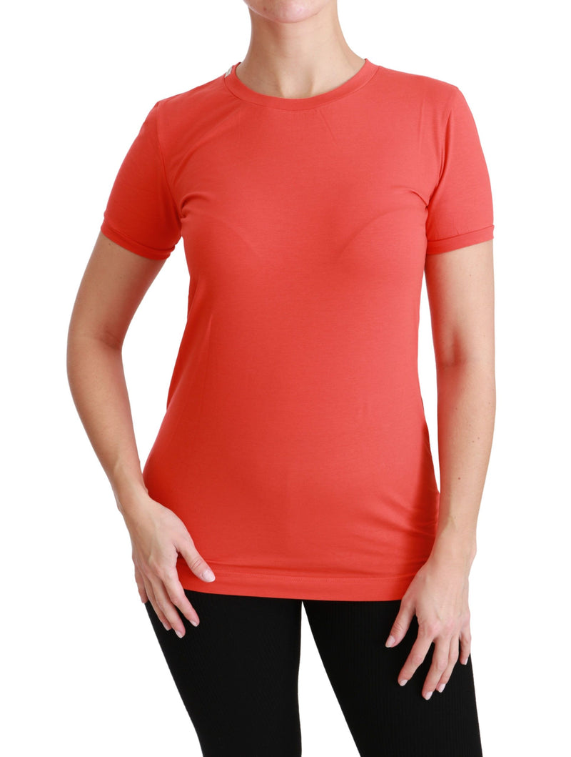 T-shirt à manches courtes à col rond rouge en coton Dolce &amp; Gabbana