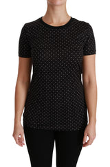 T-shirt en coton à pois noirs et col rond de Dolce &amp; Gabbana