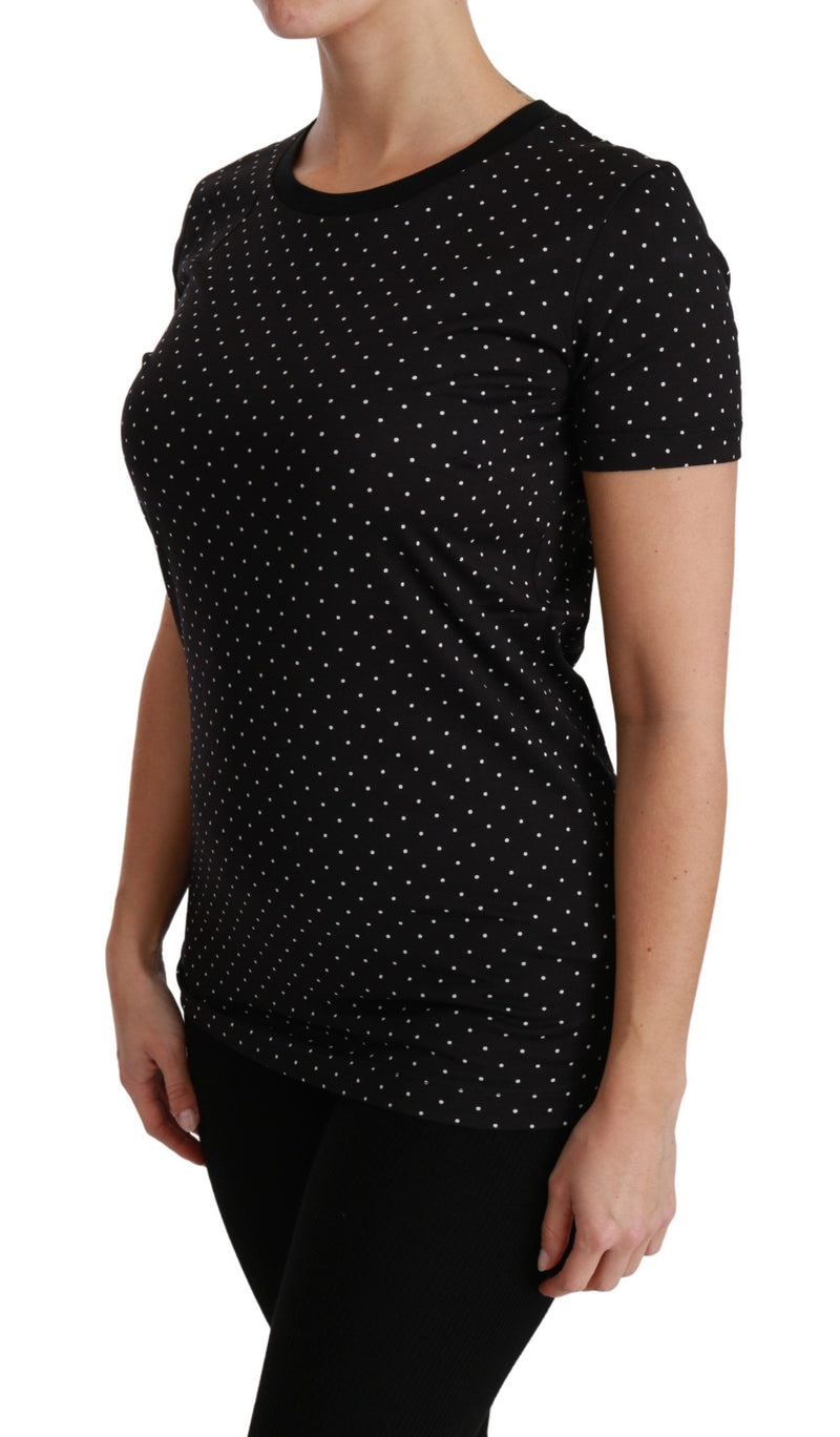 T-shirt en coton à pois noirs et col rond de Dolce &amp; Gabbana