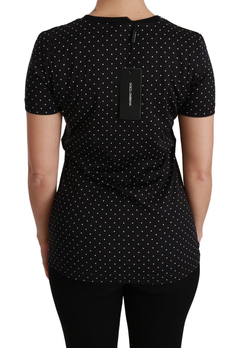 T-shirt en coton à pois noirs et col rond de Dolce &amp; Gabbana