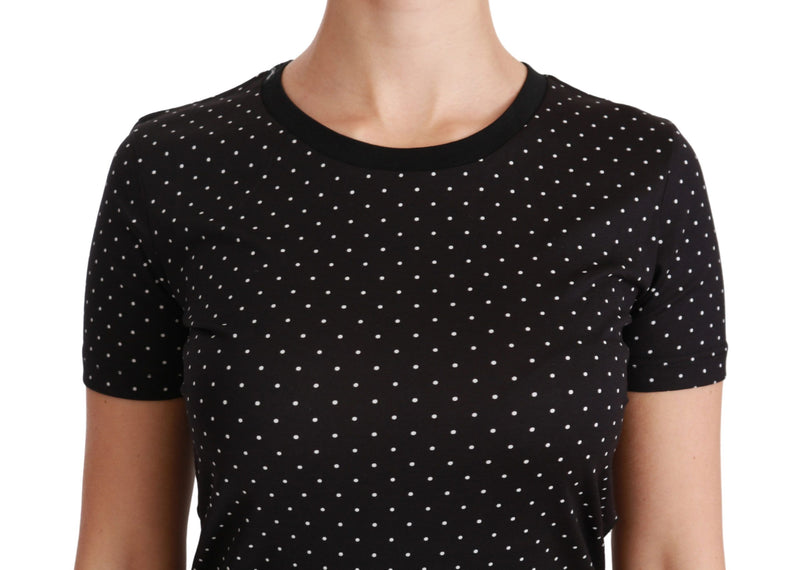 T-shirt en coton à pois noirs et col rond de Dolce &amp; Gabbana