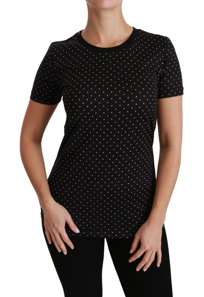 T-shirt en coton à pois noirs et col rond de Dolce &amp; Gabbana