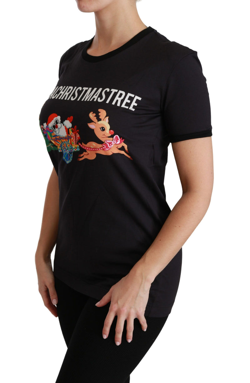Dolce &amp; Gabbana T-shirt à col rond noir #ImAChristmasTree