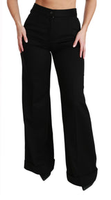 Pantalon en cachemire noir à jambes larges et évasées de Dolce &amp; Gabbana