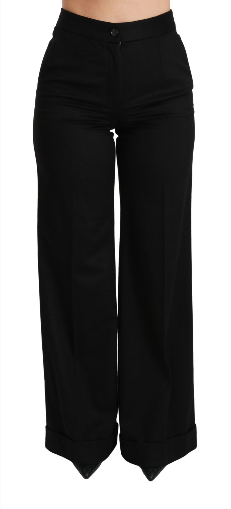 Pantalon en cachemire noir à jambes larges et évasées de Dolce &amp; Gabbana