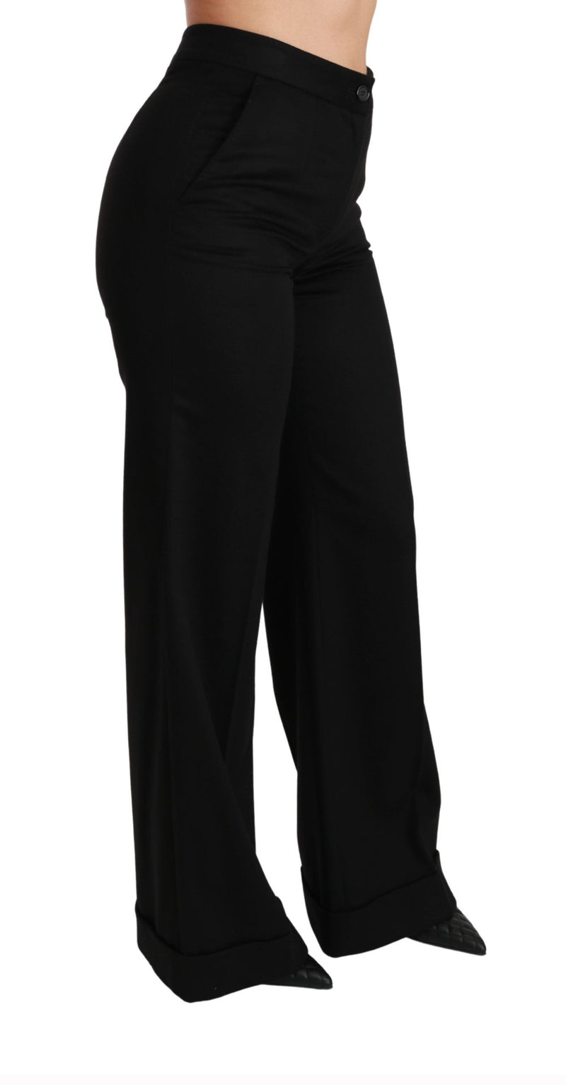 Pantalon en cachemire noir à jambes larges et évasées de Dolce &amp; Gabbana