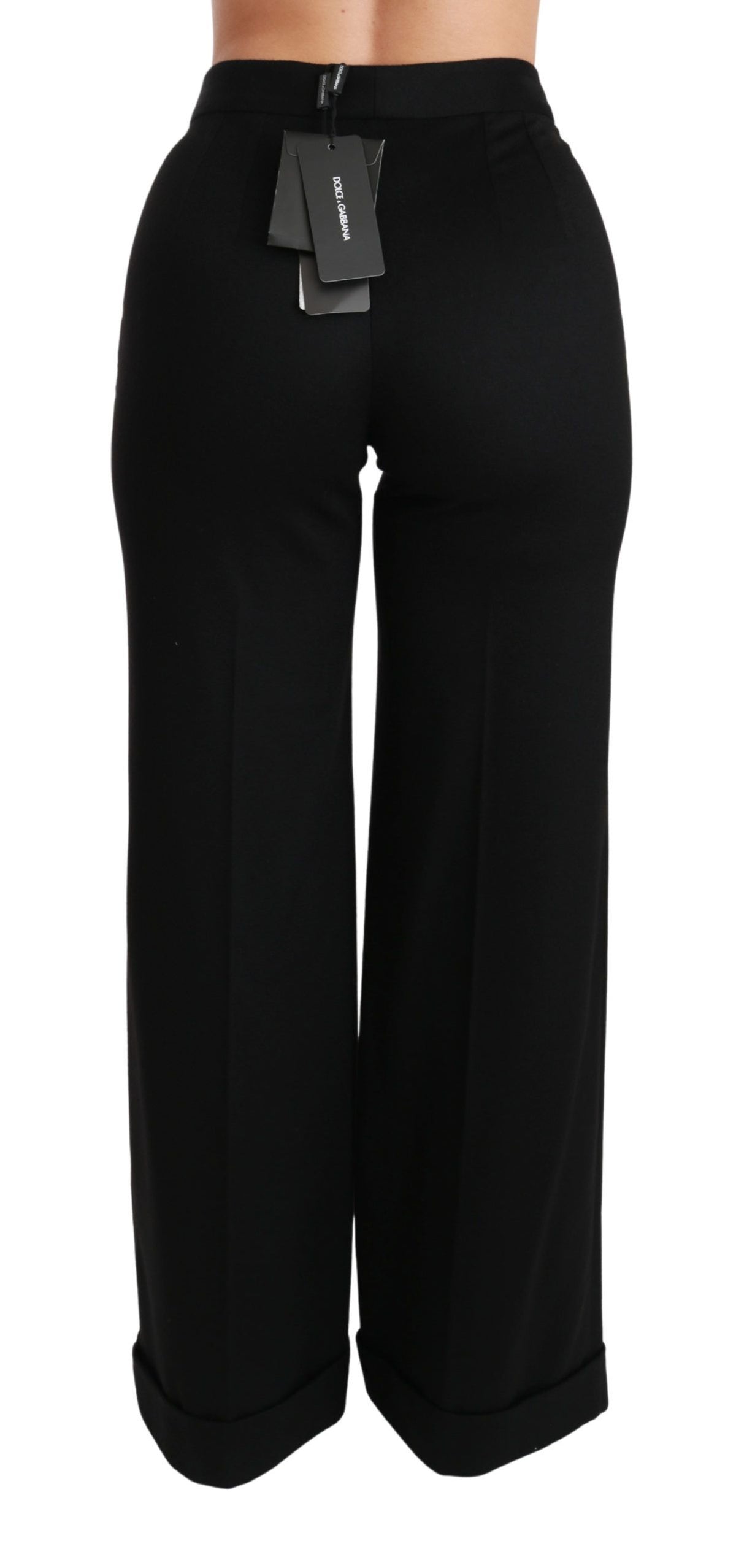 Pantalon en cachemire noir à jambes larges et évasées de Dolce &amp; Gabbana