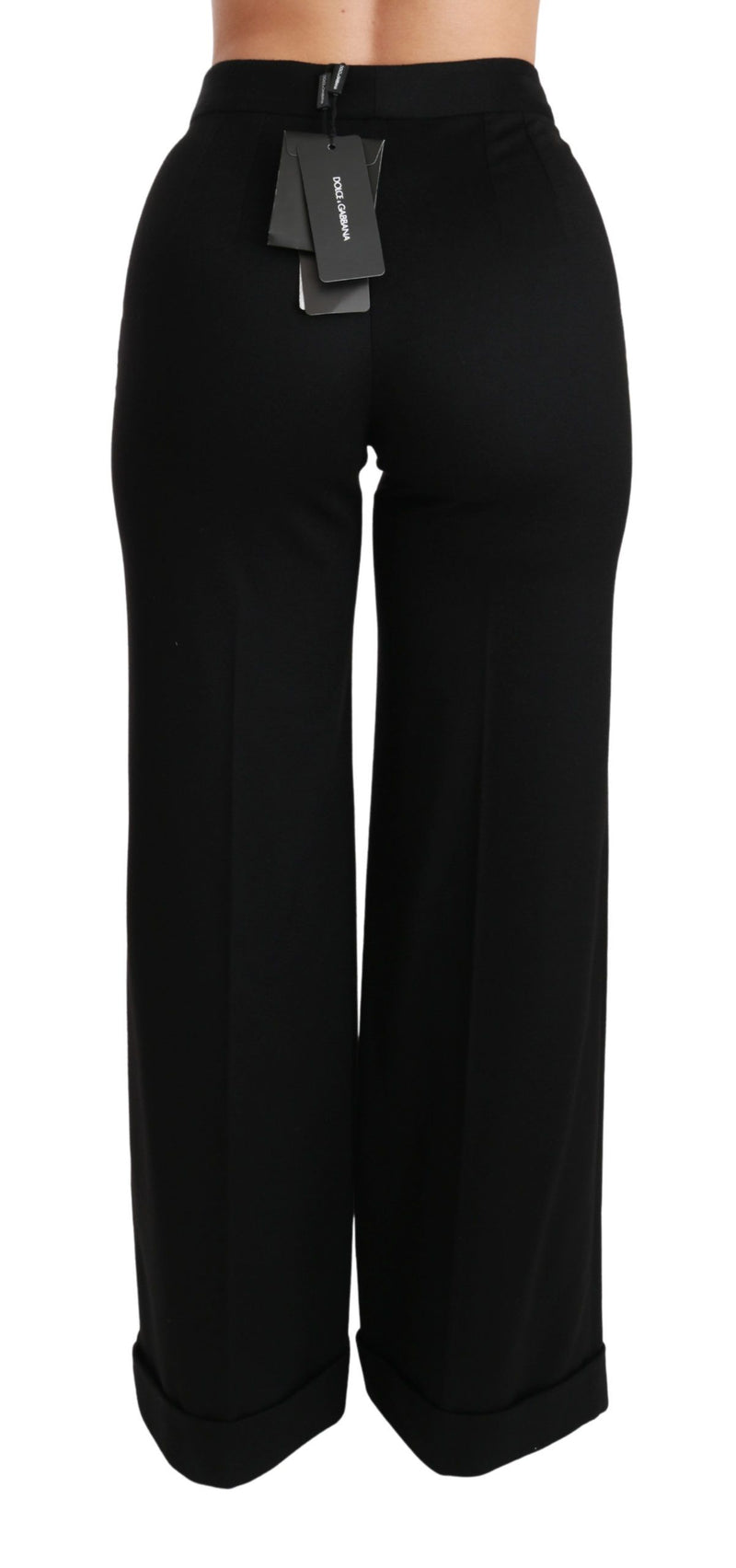 Pantalon en cachemire noir à jambes larges et évasées de Dolce &amp; Gabbana