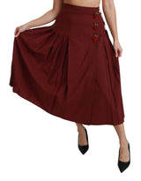 Jupe maxi en laine rouge à taille haute et plis de Dolce &amp; Gabbana