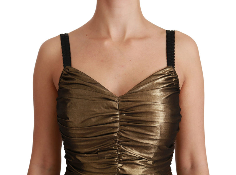 Robe moulante à volants en jersey métallisé doré de Dolce &amp; Gabbana