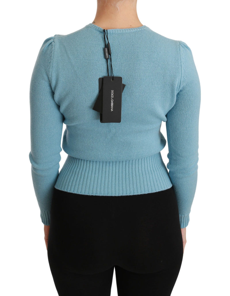 Pull en laine bleu avec motif cœur et inscription "Queen" de Dolce &amp; Gabbana