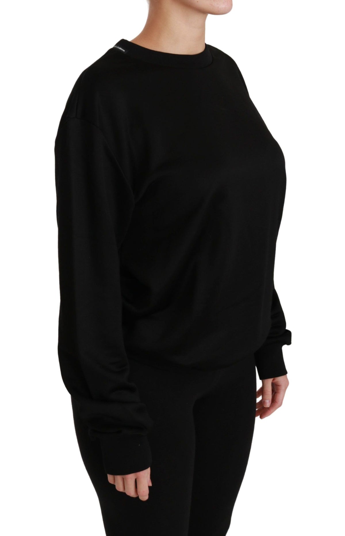Pull en coton noir à col rond de Dolce &amp; Gabbana