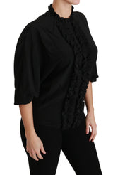 Chemise en soie noire à volants, Dolce &amp; Gabbana