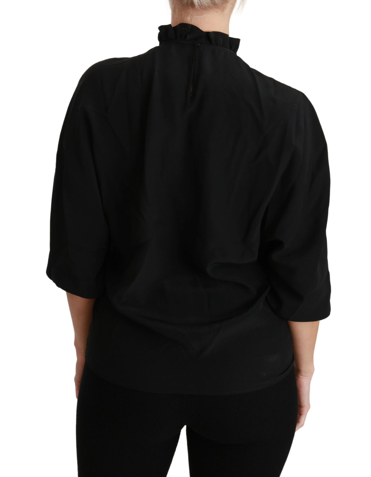 Chemise en soie noire à volants, Dolce &amp; Gabbana