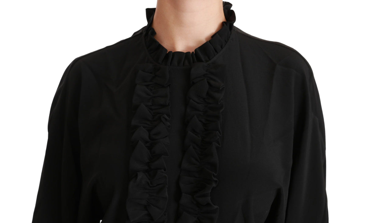 Chemise en soie noire à volants, Dolce &amp; Gabbana
