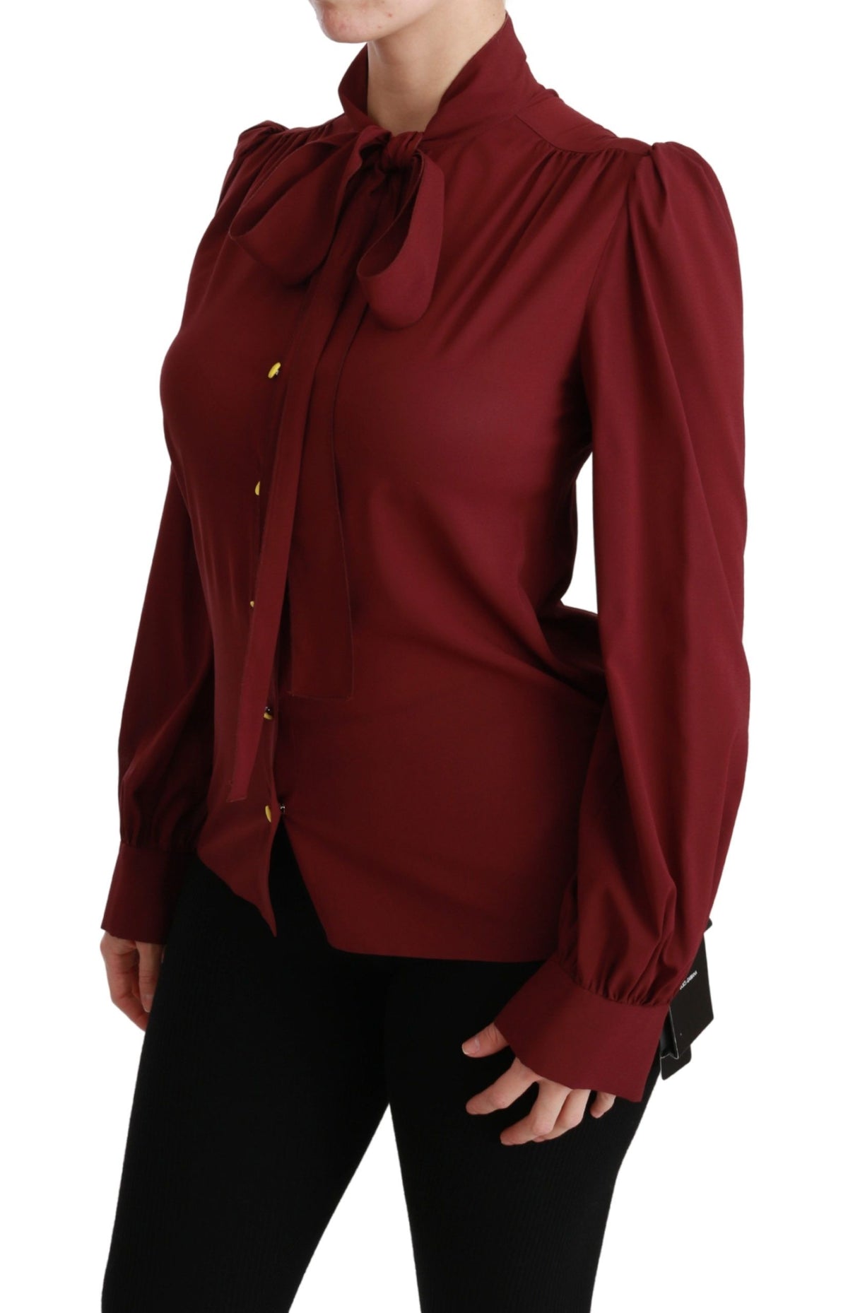 Chemise à manches longues, chemisier en soie, haut rouge bordeaux de Dolce &amp; Gabbana