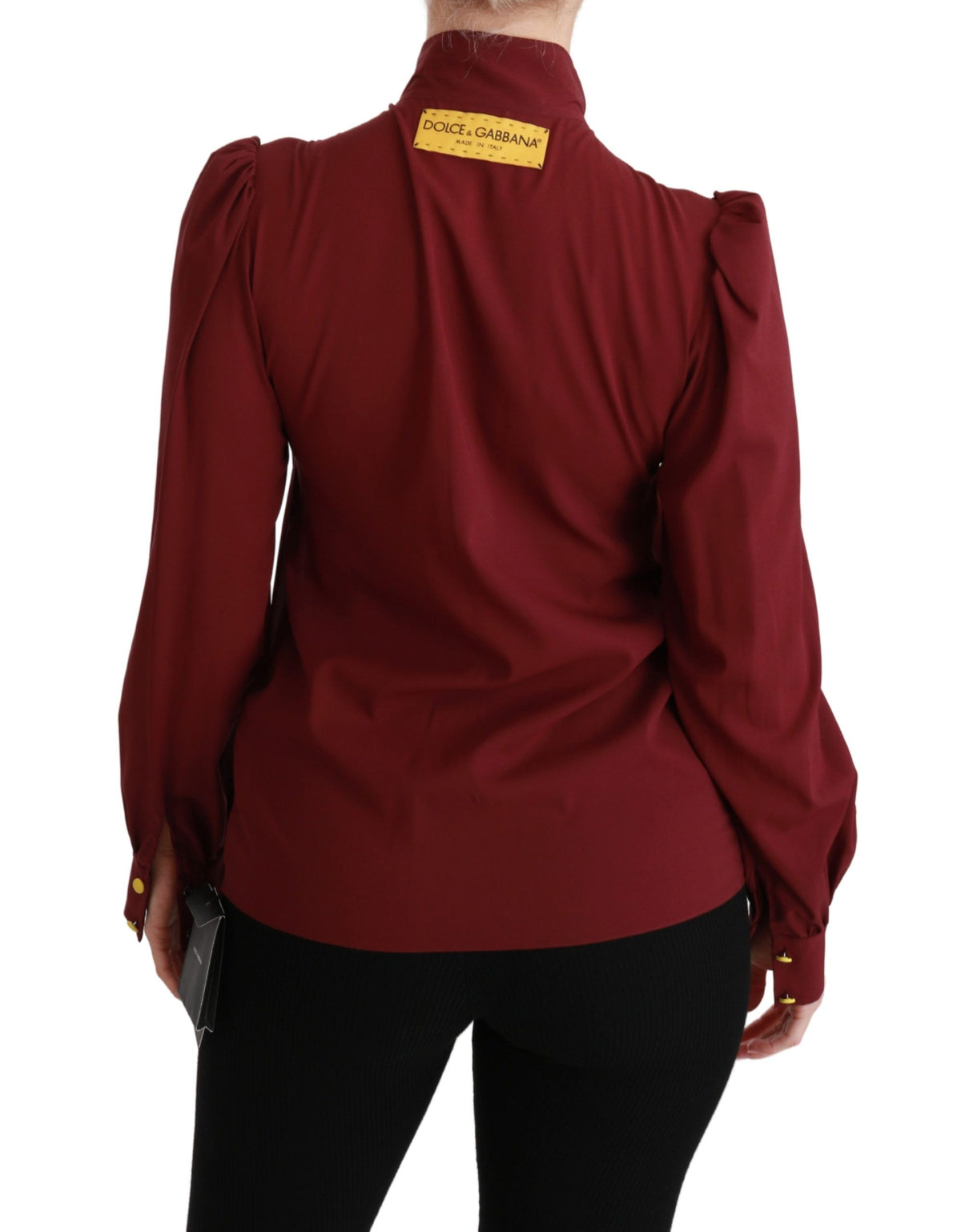 Chemise à manches longues, chemisier en soie, haut rouge bordeaux de Dolce &amp; Gabbana