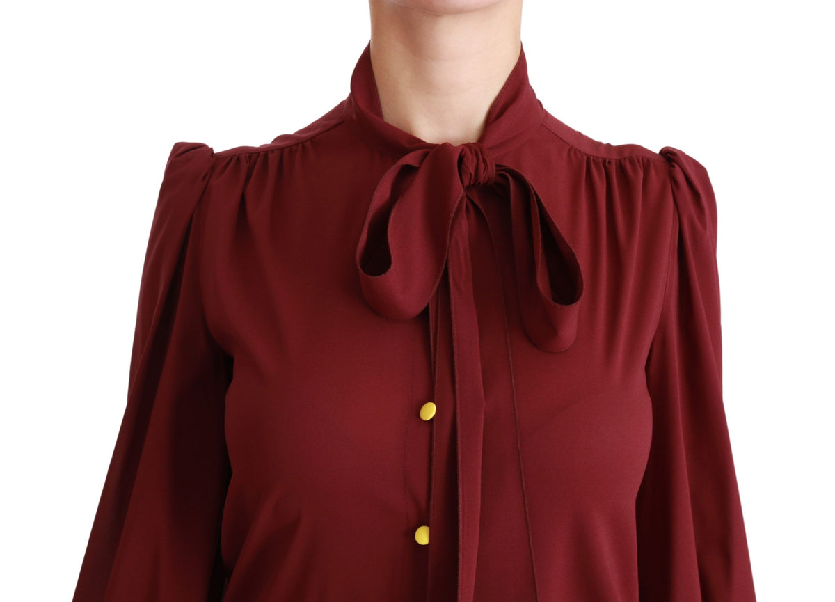 Chemise à manches longues, chemisier en soie, haut rouge bordeaux de Dolce &amp; Gabbana