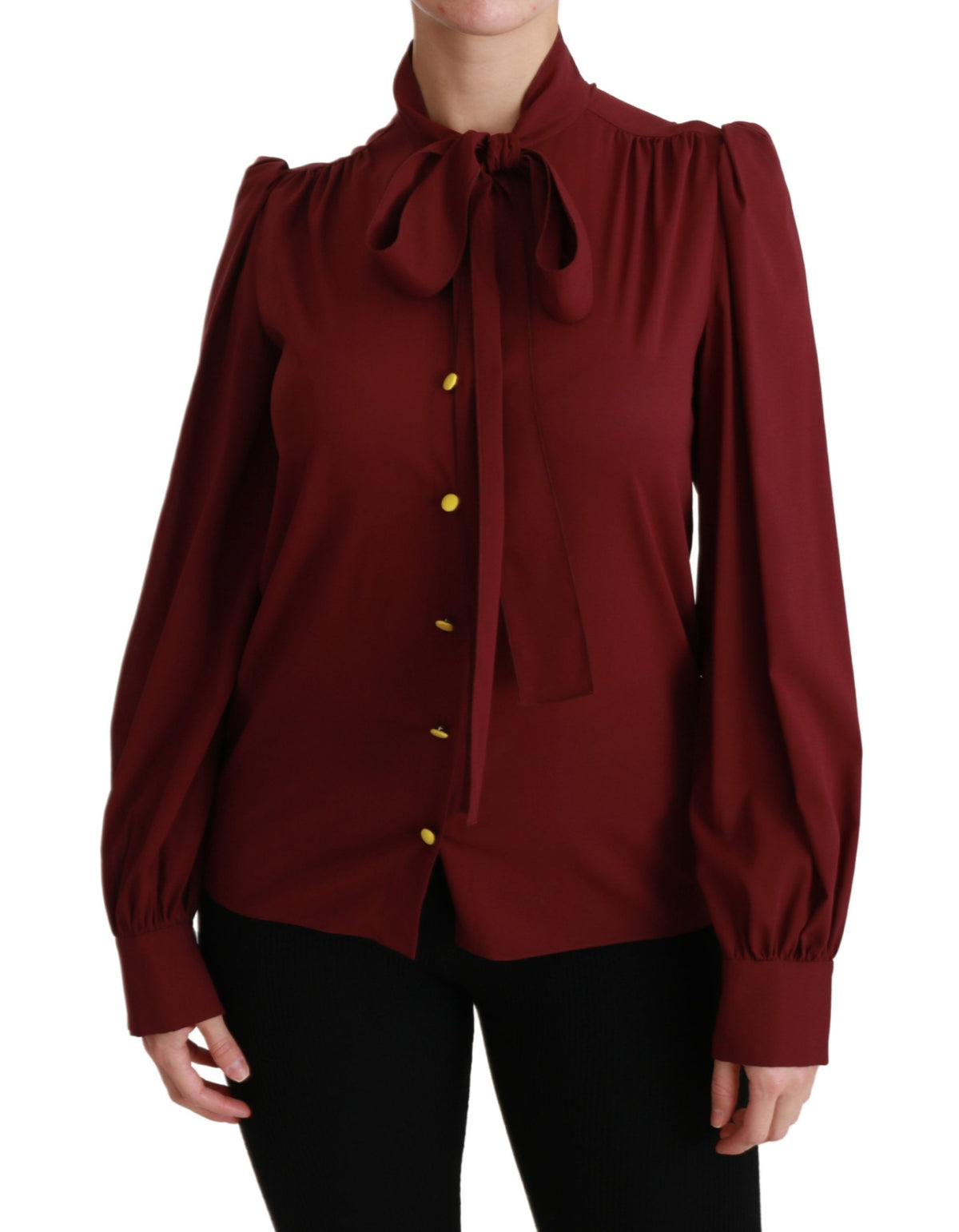 Chemise à manches longues, chemisier en soie, haut rouge bordeaux de Dolce &amp; Gabbana