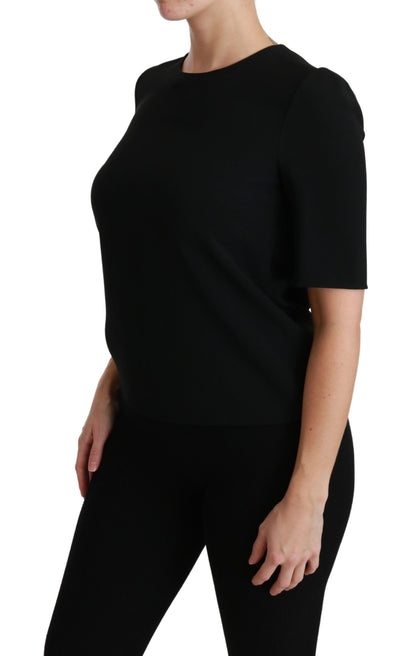 Blouse à manches courtes, décontractée et extensible, noire de Dolce &amp; Gabbana.