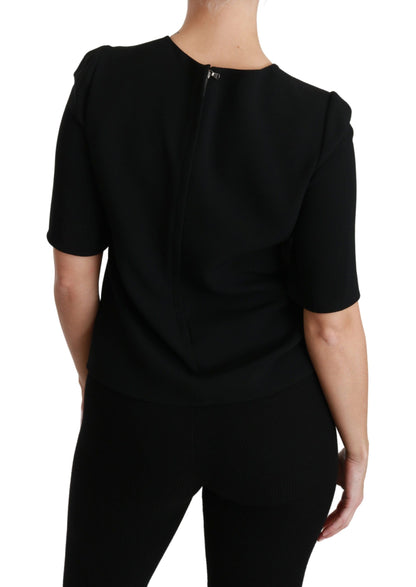 Blouse à manches courtes, décontractée et extensible, noire de Dolce &amp; Gabbana.