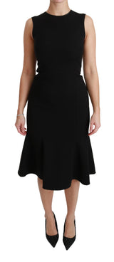 Robe fourreau en laine extensible noire à coupe ajustée et évasée de Dolce &amp; Gabbana