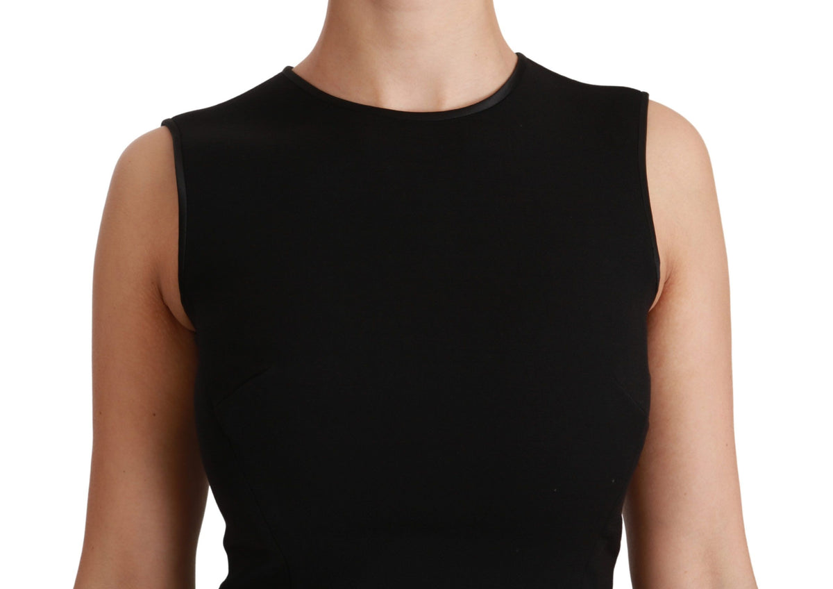Robe fourreau en laine extensible noire à coupe ajustée et évasée de Dolce &amp; Gabbana