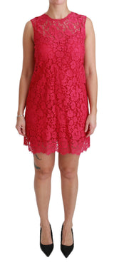 Mini-robe Dolce &amp; Gabbana en dentelle à motifs floraux roses.