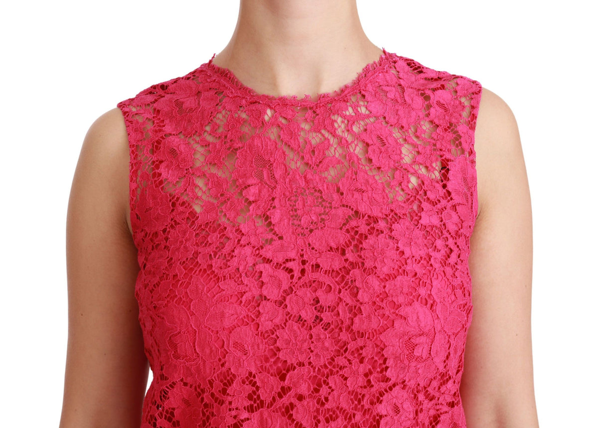 Mini-robe Dolce &amp; Gabbana en dentelle à motifs floraux roses.