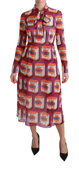 Robe longue violette en soie, style Bellezza, à ligne A de Dolce &amp; Gabbana