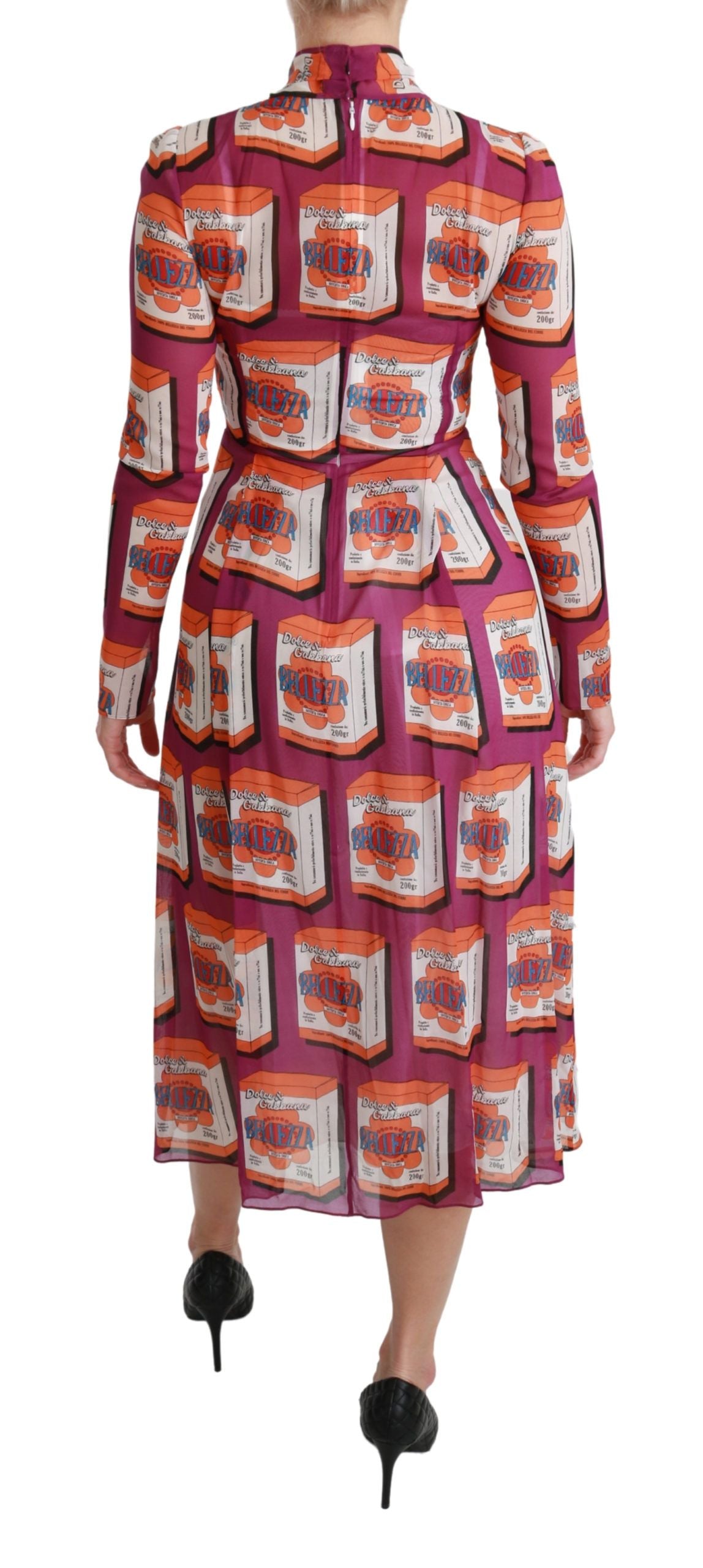 Robe longue violette en soie, style Bellezza, à ligne A de Dolce &amp; Gabbana