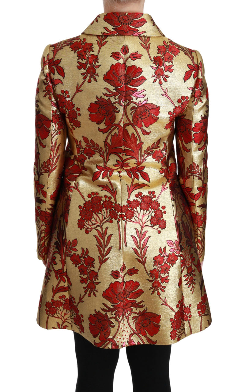 Manteau cape Dolce &amp; Gabbana en brocart floral rouge et or