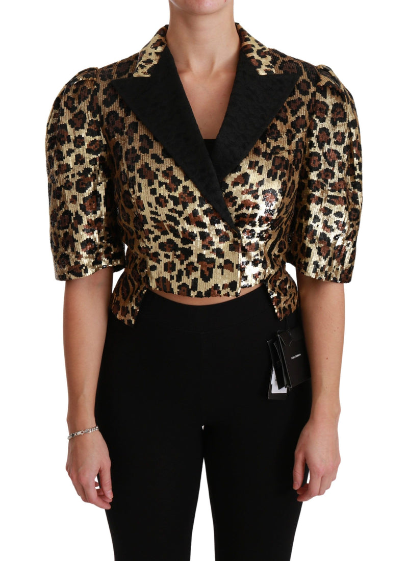 Veste blazer Dolce &amp; Gabbana à sequins léopard dorés