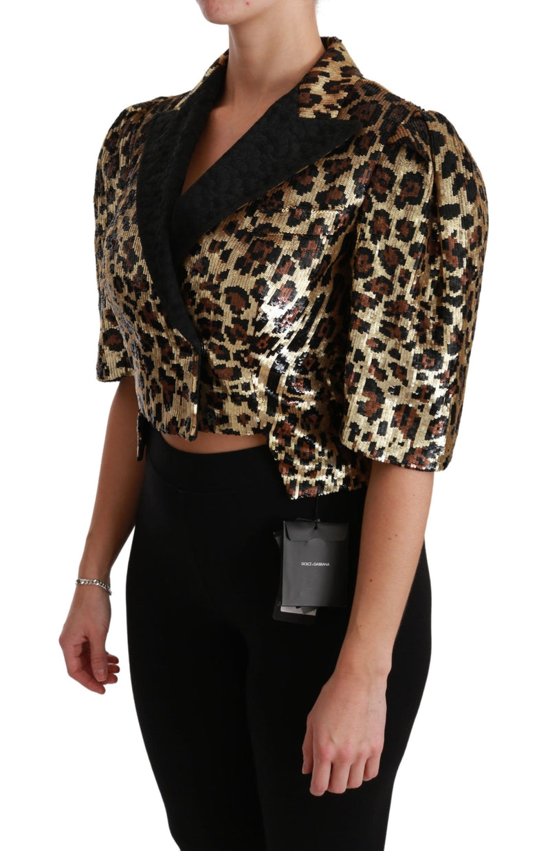 Veste blazer Dolce &amp; Gabbana à sequins léopard dorés