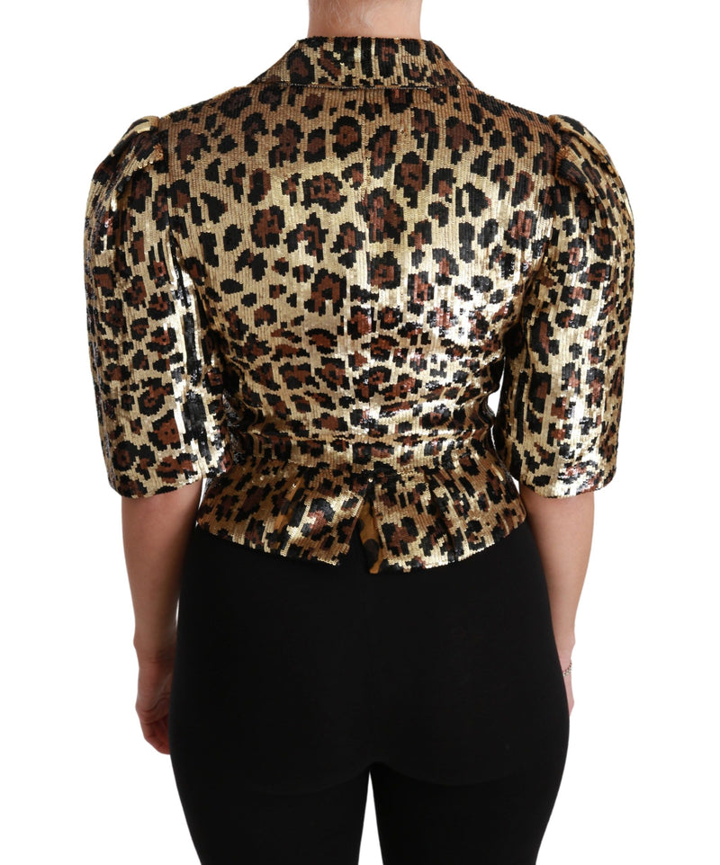 Veste blazer Dolce &amp; Gabbana à sequins léopard dorés