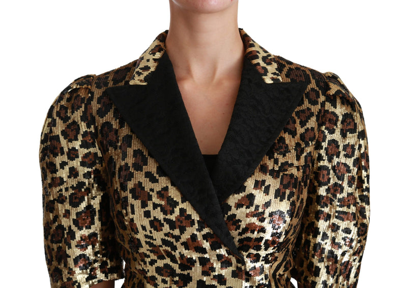 Veste blazer Dolce &amp; Gabbana à sequins léopard dorés