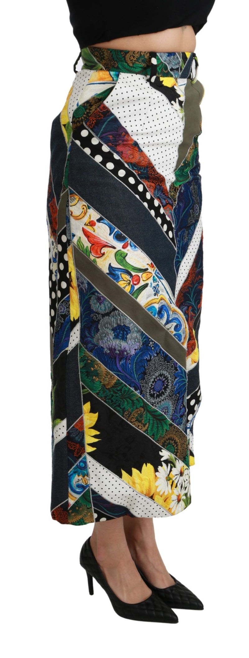 Jupe longue Dolce &amp; Gabbana multicolore en soie à motif géométrique taille haute