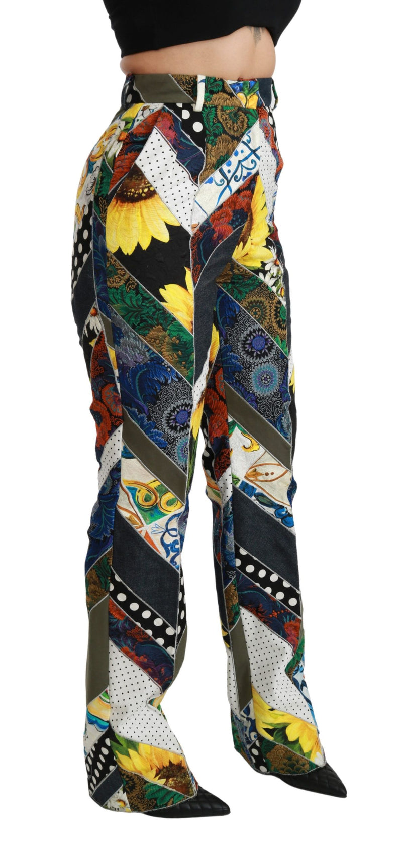 Pantalon droit taille haute imprimé multicolore Dolce &amp; Gabbana