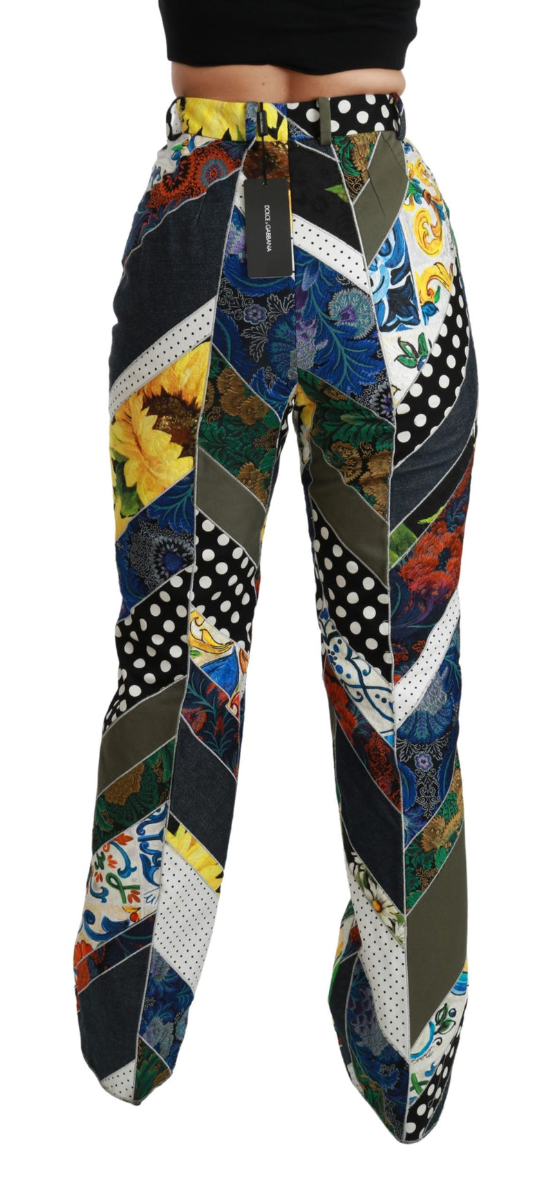 Pantalon droit taille haute imprimé multicolore Dolce &amp; Gabbana