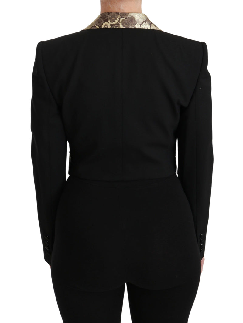 Dolce &amp; Gabbana Veste blazer sans manches en jacquard noir, manteau en laine